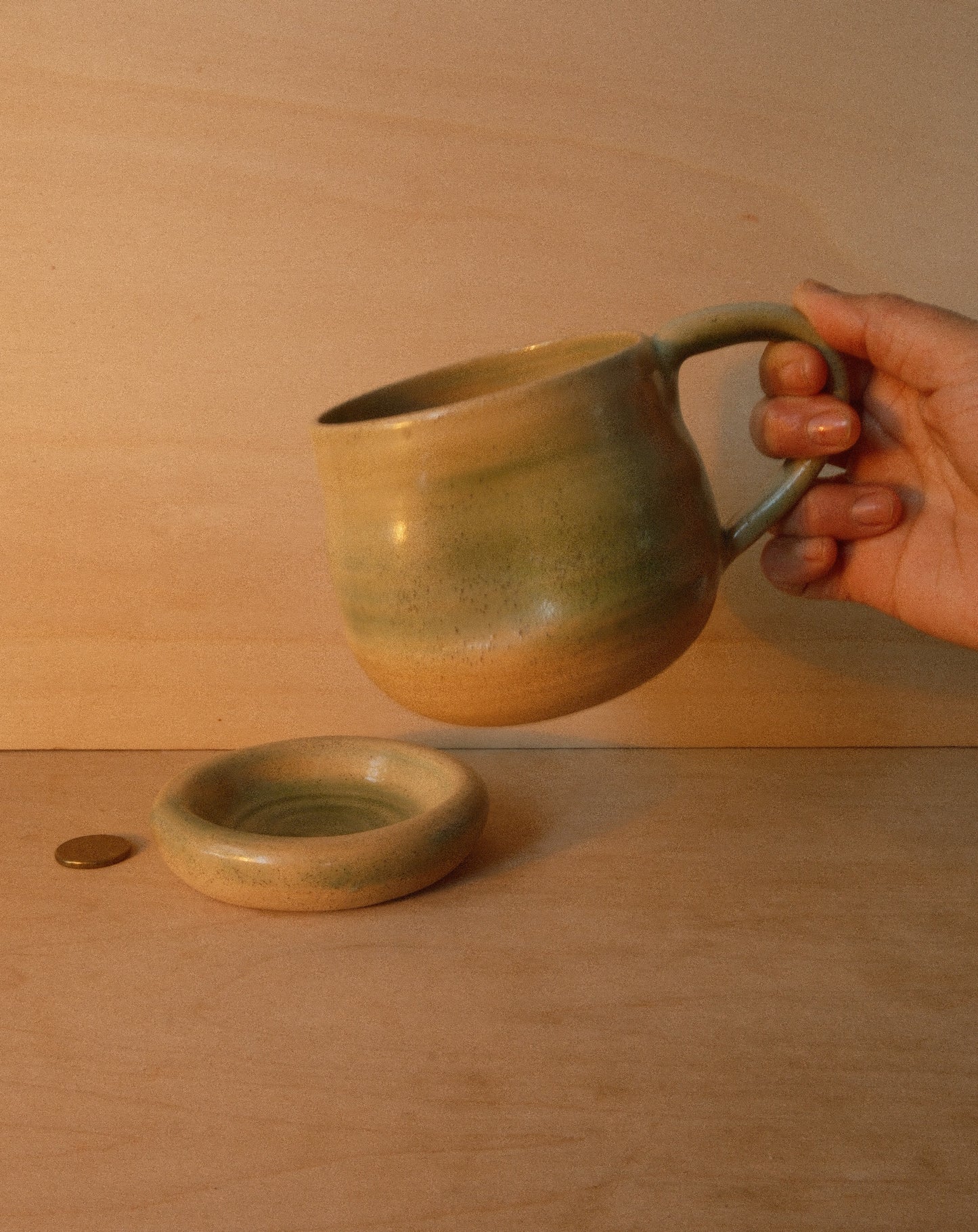 CELADON MUG SAUCER SET