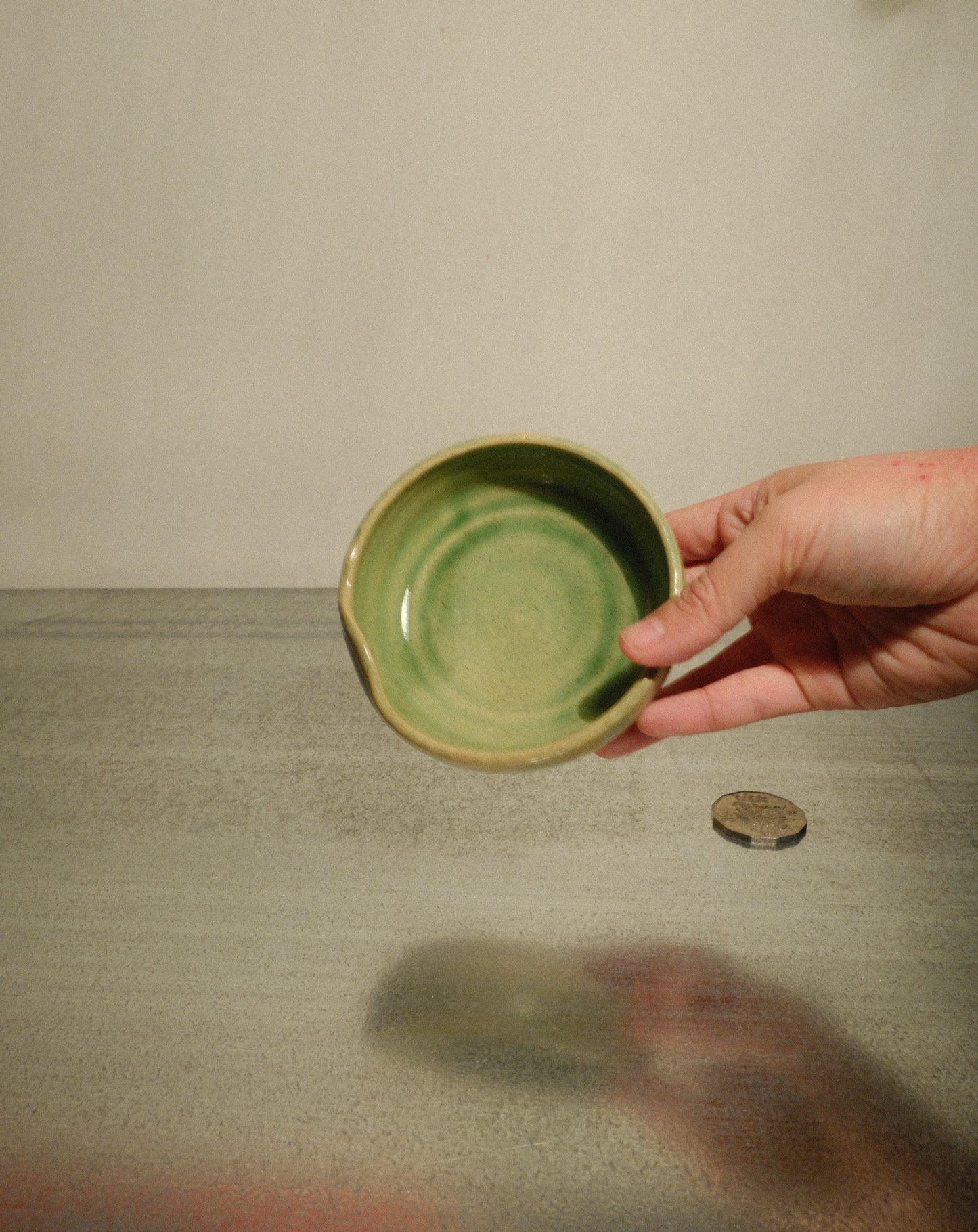 WHITE GREEN LOW BOWL