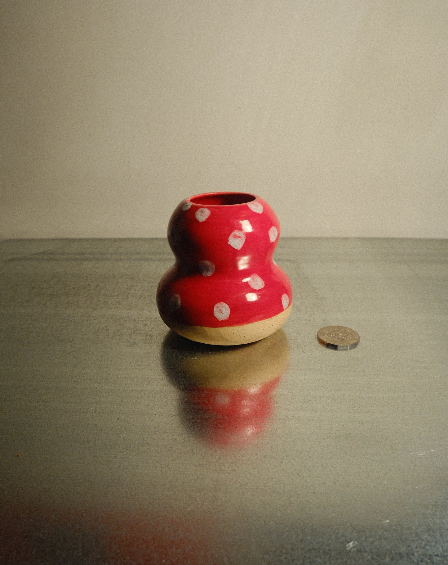 RED POLKA DOT BLOB VASE