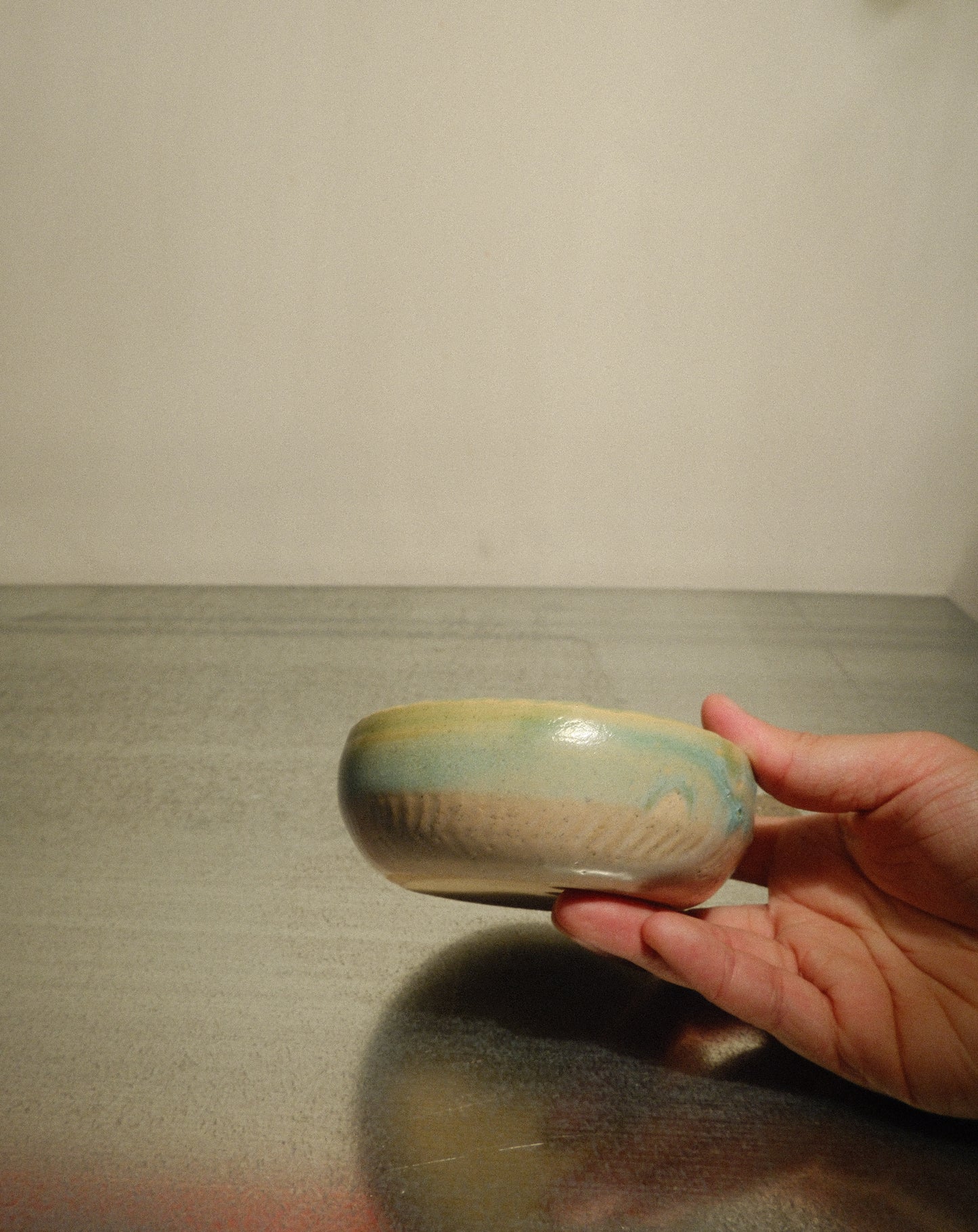 WHITE GREEN LOW BOWL